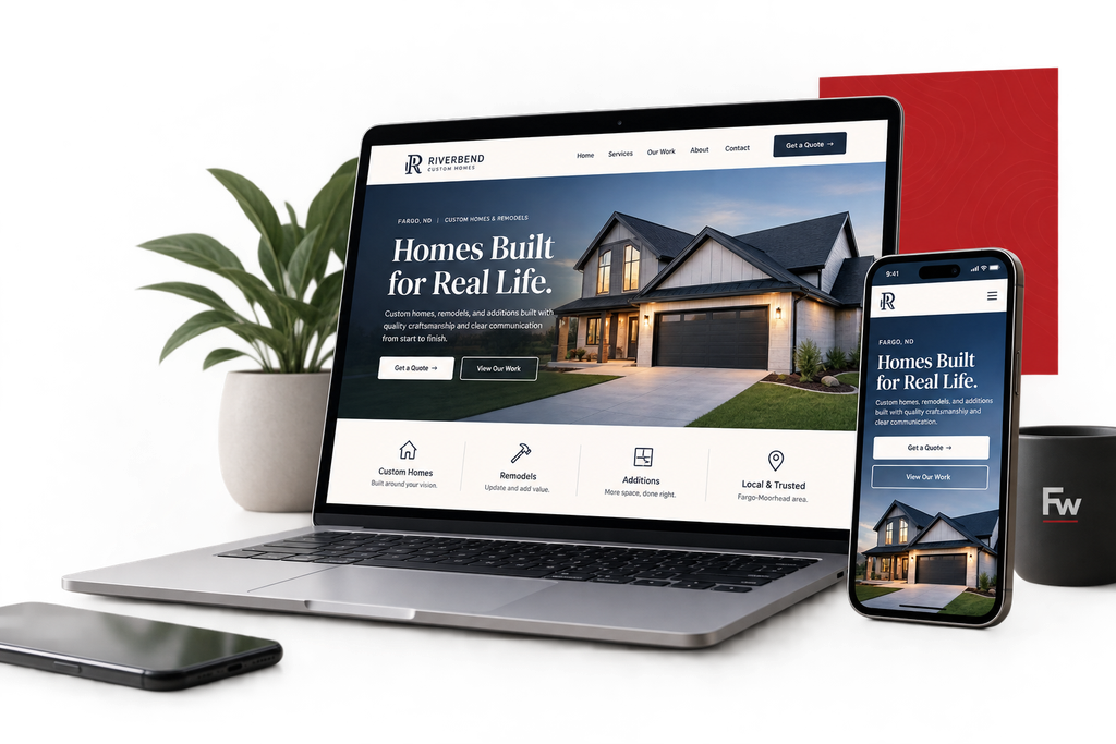 Responsive website design shown on laptop and mobile devices